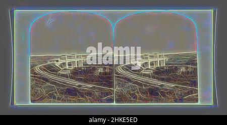 Inspiriert von View of the Britannia Bridge, Britannia Tubular Bridge, from the Angelsley Monument., Manchester Photographic Company Ltd, Verlag: Manchester Photographic Company Ltd, Wales, Verlag: Manchester, c. 1850 - c. 1880, Albumendruck, Höhe 85 mm × Breite 170 mm, neu gestaltet von Artotop. Klassische Kunst neu erfunden mit einem modernen Twist. Design von warmen fröhlichen Leuchten der Helligkeit und Lichtstrahl Strahlkraft. Fotografie inspiriert von Surrealismus und Futurismus, umarmt dynamische Energie der modernen Technologie, Bewegung, Geschwindigkeit und Kultur zu revolutionieren Stockfoto