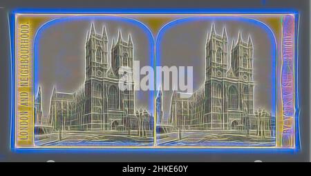 Inspiriert von der Aussicht auf Westminster Abbey, Westminster Abbey, West Towers, London und das Viertel York & Son, London, 1860 - c. 1880, Albumendruck, Höhe 85 mm × Breite 170 mm, neu gestaltet von Artotop. Klassische Kunst neu erfunden mit einem modernen Twist. Design von warmen fröhlichen Leuchten der Helligkeit und Lichtstrahl Strahlkraft. Fotografie inspiriert von Surrealismus und Futurismus, umarmt dynamische Energie der modernen Technologie, Bewegung, Geschwindigkeit und Kultur zu revolutionieren Stockfoto