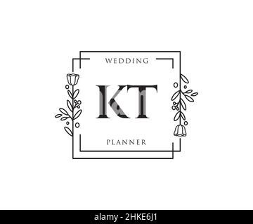 KT feminines Logo. Verwendbar für Natur, Salon, Spa, Kosmetik und Beauty Logos. Flaches Vektor-Logo-Design-Template-Element. Stock Vektor