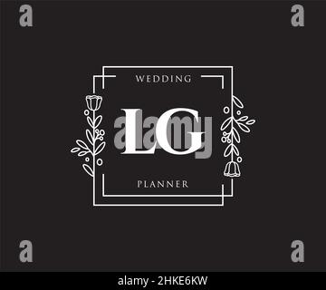 Feminines Logo von LG. Verwendbar für Natur, Salon, Spa, Kosmetik und Beauty Logos. Flaches Vektor-Logo-Design-Template-Element. Stock Vektor