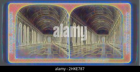 Inspiriert von der Spiegelhalle im Schloss von Versailles, Galerie des Glaces, Imperial Residences, Ernest Eléonor Pierre Lamy, Kasteel van Versailles, c. 1860 - c. 1880, Albumendruck, Höhe 85 mm × Breite 170 mm, neu gestaltet von Artotop. Klassische Kunst neu erfunden mit einem modernen Twist. Design von warmen fröhlichen Leuchten der Helligkeit und Lichtstrahl Strahlkraft. Fotografie inspiriert von Surrealismus und Futurismus, umarmt dynamische Energie der modernen Technologie, Bewegung, Geschwindigkeit und Kultur zu revolutionieren Stockfoto