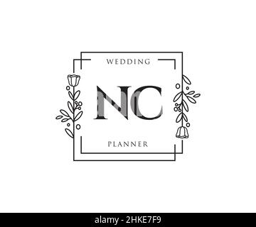 Feminines NC-Logo. Verwendbar für Natur, Salon, Spa, Kosmetik und Beauty Logos. Flaches Vektor-Logo-Design-Template-Element. Stock Vektor