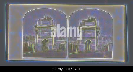 Inspiriert vom Arc de Triomphe du Carrousel in Paris, von der Seite gesehen, Arc du Carrousel, Paris, Place du Carrousel, c. 1860 - c. 1870, Albumendruck, Höhe 85 mm × Breite 170 mm, neu gestaltet von Artotop. Klassische Kunst neu erfunden mit einem modernen Twist. Design von warmen fröhlichen Leuchten der Helligkeit und Lichtstrahl Strahlkraft. Fotografie inspiriert von Surrealismus und Futurismus, umarmt dynamische Energie der modernen Technologie, Bewegung, Geschwindigkeit und Kultur zu revolutionieren Stockfoto