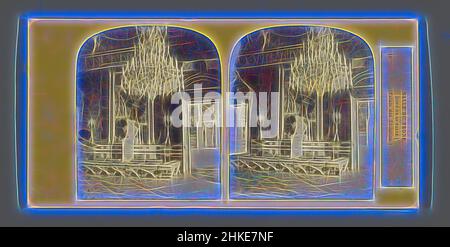 Inspiriert vom Thronsaal im Palais des Tuileries in Paris, Salle du Trone (coté de la glace.) (Palais des Tuileries), Tuilerieënpaleis, c. 1855 - vor dem 23. Mai 1871, Albumendruck, Höhe 85 mm × Breite 170 mm, neu gestaltet von Artotop. Klassische Kunst neu erfunden mit einem modernen Twist. Design von warmen fröhlichen Leuchten der Helligkeit und Lichtstrahl Strahlkraft. Fotografie inspiriert von Surrealismus und Futurismus, umarmt dynamische Energie der modernen Technologie, Bewegung, Geschwindigkeit und Kultur zu revolutionieren Stockfoto