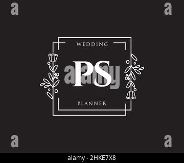 Feminines PS-Logo. Verwendbar für Natur, Salon, Spa, Kosmetik und Beauty Logos. Flaches Vektor-Logo-Design-Template-Element. Stock Vektor