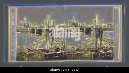 Inspiriert von Blick auf die Kölner Dombrücke mit dem Kölner Dom im Hintergrund, Coeln, Johann Heinrich Schönscheidt, Köln, c. 1860 - c. 1870, Albumendruck, Höhe 85 mm × Breite 170 mm, neu gestaltet von Artotop. Klassische Kunst neu erfunden mit einem modernen Twist. Design von warmen fröhlichen Leuchten der Helligkeit und Lichtstrahl Strahlkraft. Fotografie inspiriert von Surrealismus und Futurismus, umarmt dynamische Energie der modernen Technologie, Bewegung, Geschwindigkeit und Kultur zu revolutionieren Stockfoto