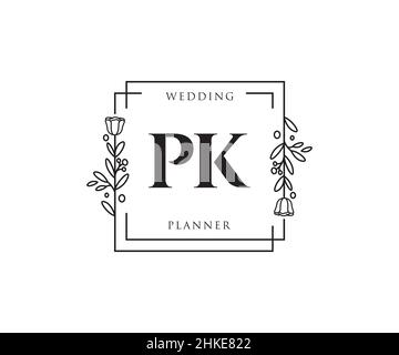 PK feminines Logo. Verwendbar für Natur, Salon, Spa, Kosmetik und Beauty Logos. Flaches Vektor-Logo-Design-Template-Element. Stock Vektor