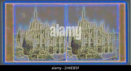 Inspiriert von Blick auf die Kathedrale von Mailand, Vue générale de la Cathédrale de Milan., Milaan, c. 1850 - c. 1880, Albumendruck, Höhe 85 mm × Breite 170 mm, neu gestaltet von Artotop. Klassische Kunst neu erfunden mit einem modernen Twist. Design von warmen fröhlichen Leuchten der Helligkeit und Lichtstrahl Strahlkraft. Fotografie inspiriert von Surrealismus und Futurismus, umarmt dynamische Energie der modernen Technologie, Bewegung, Geschwindigkeit und Kultur zu revolutionieren Stockfoto