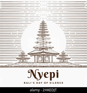 Handgezeichnetes design der Illustration „Tag der Stille“ von nyepi bali Stock Vektor