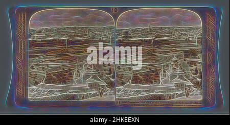 Inspiriert von der Ansicht von Jerusalem, gesehen vom Ölberg, Jerusalem, der Stadt des Großen Königs, vom Ölberg. Palestine, Verlag: Underwood and Underwood, Olijfberg, Verlag: New York (City), 1900 - 1905, Barytapapier, Höhe 88 mm × Breite 177 mm, neu gestaltet von Artotop. Klassische Kunst neu erfunden mit einem modernen Twist. Design von warmen fröhlichen Leuchten der Helligkeit und Lichtstrahl Strahlkraft. Fotografie inspiriert von Surrealismus und Futurismus, umarmt dynamische Energie der modernen Technologie, Bewegung, Geschwindigkeit und Kultur zu revolutionieren Stockfoto