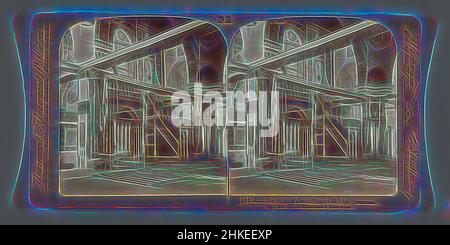 Inspiriert vom Inneren der Al-Aqsam-Moschee mit der Kanzel von Omar I., Jerusalem, der Pulpit von Omar, Moschee El-Aksa, Jerusalem, Verlag: Underwood and Underwood, Jeruzalem, Verlag: New York (Stadt), 1900 - 1905, Barytapapier, Höhe 88 mm × Breite 177 mm, neu gestaltet von Artotop. Klassische Kunst neu erfunden mit einem modernen Twist. Design von warmen fröhlichen Leuchten der Helligkeit und Lichtstrahl Strahlkraft. Fotografie inspiriert von Surrealismus und Futurismus, umarmt dynamische Energie der modernen Technologie, Bewegung, Geschwindigkeit und Kultur zu revolutionieren Stockfoto