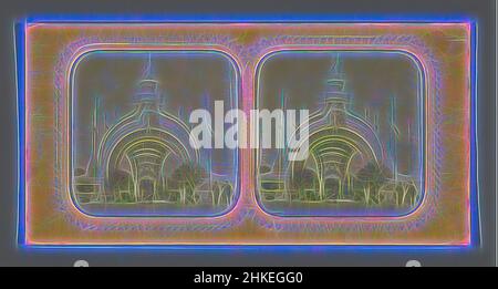 Inspiriert von der Porte Monumentale auf dem Place de la Concorde während der Pariser Weltausstellung, Porte monumentale, Exposition, Paris, 1900, Papier, Albumendruck, perforiert, Höhe 86 mm × Breite 173 mm, neu gestaltet von Artotop. Klassische Kunst neu erfunden mit einem modernen Twist. Design von warmen fröhlichen Leuchten der Helligkeit und Lichtstrahl Strahlkraft. Fotografie inspiriert von Surrealismus und Futurismus, umarmt dynamische Energie der modernen Technologie, Bewegung, Geschwindigkeit und Kultur zu revolutionieren Stockfoto