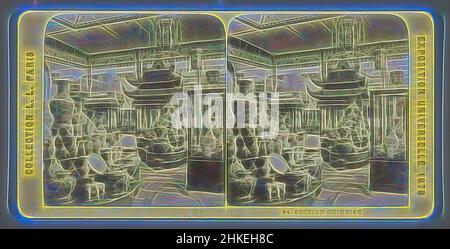 Inspiriert von der chinesischen Sektion auf der Weltausstellung 1878, Sektion Chinoise, Exposition Universelle 1878, Verlag: J. Lévy & Cie, Paris, 1878, Papier, Albumendruck, Höhe 87 mm × Breite 174 mm, neu gestaltet von Artotop. Klassische Kunst neu erfunden mit einem modernen Twist. Design von warmen fröhlichen Leuchten der Helligkeit und Lichtstrahl Strahlkraft. Fotografie inspiriert von Surrealismus und Futurismus, umarmt dynamische Energie der modernen Technologie, Bewegung, Geschwindigkeit und Kultur zu revolutionieren Stockfoto