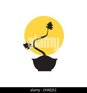 Silhouette Baum Bonsai mit Topf Logo Design Vektor Grafik Symbol Illustration kreative Idee Stock Vektor