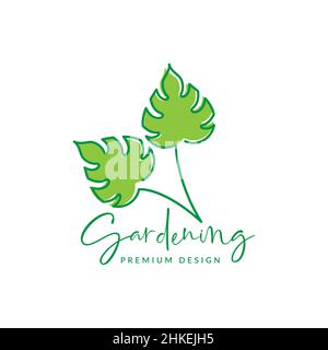 Linie Kunst abstrakt Pflanze Blume Garten Logo Design Vektor Grafik Symbol Illustration kreative Idee Stock Vektor