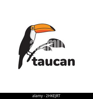 Bunte Vogel Tukan mit Zweig Logo Design Vektor Grafik Symbol Illustration kreative Idee Stock Vektor