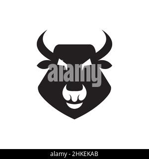 Fat Kopf schwarz Büffel Logo Design, Vektor Grafik Symbol Symbol Illustration kreative Idee Stock Vektor