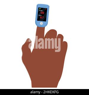Sauerstoffmessgerät am Finger, Farbvektor isoliert Cartoon-Stil Illustration. Stock Vektor