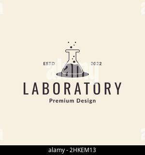 Hipster Glas Labor Logo Design, Vektor Grafik Symbol Symbol Illustration kreative Idee Stock Vektor