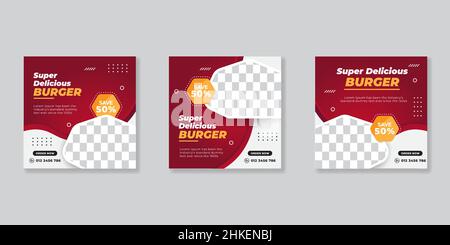 Social Media Post-Vorlage für die Lebensmittelwerbung Stock Vektor