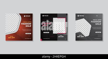 Mode Verkauf Social Media Post Vorlage Set Stock Vektor