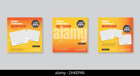 Vorlage für Social-Media-Post-Banner für Food-Menüs Stock Vektor