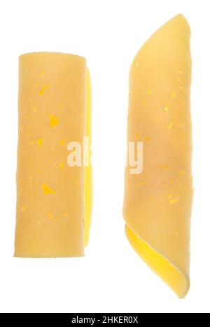 Käse Schichten isoliert auf weißem Hintergrund Stockfoto