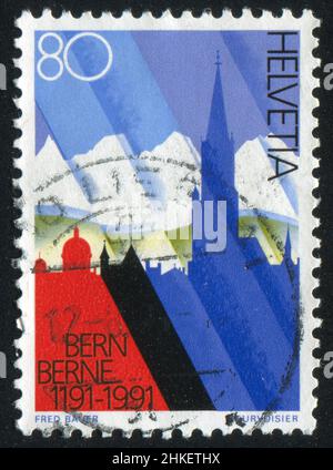 SCHWEIZ - UM 1991: Briefmarke gedruckt von der Schweiz, zeigt Bern, um 1991 Stockfoto