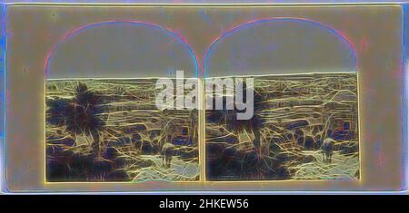Inspiriert von Blick auf Jerusalem vom Ölberg, Jerusalem, vom Ölberg, Ansichten im Heiligen Land, Francis Frith, Verlag: Negretti & Zambra, Olijfberg, Verlag: London, 1859 - 1861, Papier, Albumenprint, Höhe 80 mm × Breite 171 mm, neu gestaltet von Artotop. Klassische Kunst neu erfunden mit einem modernen Twist. Design von warmen fröhlichen Leuchten der Helligkeit und Lichtstrahl Strahlkraft. Fotografie inspiriert von Surrealismus und Futurismus, umarmt dynamische Energie der modernen Technologie, Bewegung, Geschwindigkeit und Kultur zu revolutionieren Stockfoto