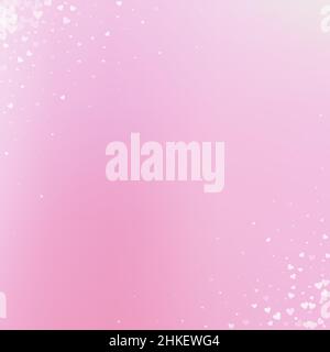 Weißes Herz liebt Konfettis. Valentinstag Ecke bemerkenswerte Hintergrund. Fallende transparente Herzen Konfetti auf gradienten Hintergrund. Ekstatischer Vektor Stock Vektor