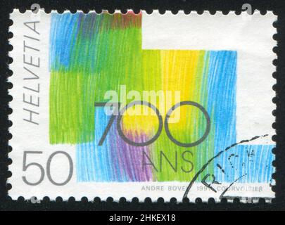 SCHWEIZ - UM 1991: Briefmarke gedruckt von der Schweiz, zeigt Abstraktion, um 1991. Stockfoto