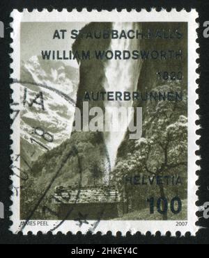 SCHWEIZ - UM 2007: Briefmarke gedruckt von der Schweiz, zeigt Berg, um 2007 Stockfoto