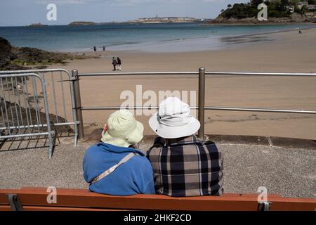 Frankreich, Bretagne, Dinard Frühling 2021. Illustration des täglichen Lebens in der Bretagne. Foto von Martin Bertrand. Frankreich, Bretagne, Dinard Printemps 2021. Stockfoto