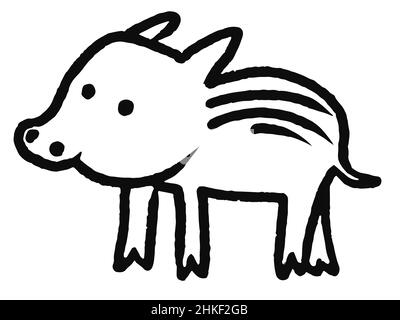 Baby Wildschwein niedlich Linie Skizze. Vektorgrafik Doodle für Print-Design Stock Vektor