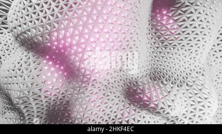 3D Render, Hintergrund mit abstrakten weißen Mustern Stockfoto