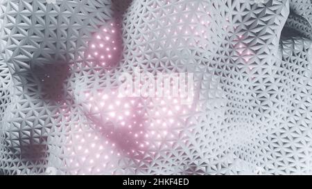 3D Render, Hintergrund mit abstrakten weißen Mustern Stockfoto