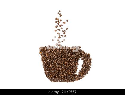 Kaffeebohnen in Form einer Tasse Stockfoto