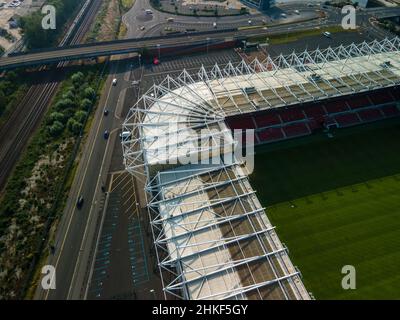 Unten am Flussufer, Luftfotos des Middlesbrough Football Club Stockfoto