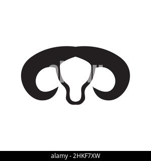 Isolierte lange Horn Ziege moderne Form Logo-Design, Vektor-Grafik Symbol Symbol Illustration kreative Idee Stock Vektor