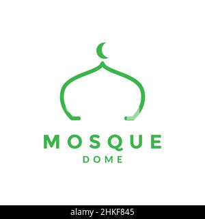Linie grüne Moschee Kuppel einfaches Logo-Design, Vektor-Grafik Symbol Symbol Illustration kreative Idee Stock Vektor
