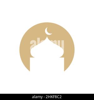 Negative Raum Kreis mit Moschee-Logo-Design, Vektor-Grafik Symbol Symbol Illustration kreative Idee Stock Vektor