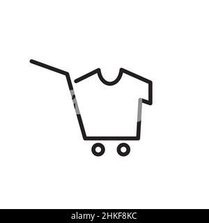 Einzeilige Tuch mit Trolley-Shopping-Logo-Design, Vektor-Grafik Symbol Symbol Illustration kreative Idee Stock Vektor