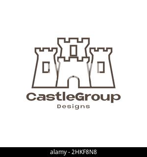 Linie Burgen Gruppe Logo Design, Vektor Grafik Symbol Symbol Illustration kreative Idee Stock Vektor