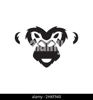 Gesicht schwarz Affen isoliert Cartoon Logo Design, Vektor Grafik Symbol Illustration kreative Idee Stock Vektor