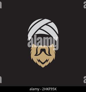 Alter Mann mit indischen Kopfbedeckung Logo-Design, Vektor-Grafik Symbol Symbol Illustration kreative Idee Stock Vektor