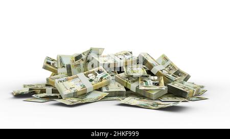 3D Stapel von 100 Ostkaribischen Dollar-Noten Stockfoto