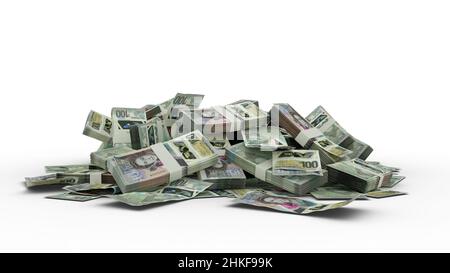 3D Stapel von 100 Ostkaribischen Dollar-Noten Stockfoto