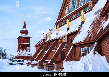 Kiruna Kirche im Winter, Schweden Stockfoto