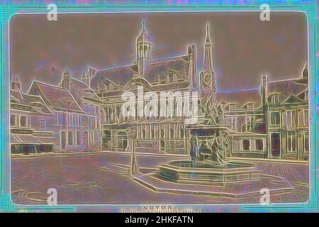 Inspiriert von Blick auf den Rathausplatz in Noyon, La Place de l'Hôtel de Ville, Étienne Neurdein, Noyon, 1895, Albumendruck, Höhe 108 mm × Breite 164 mm, neu gestaltet von Artotop. Klassische Kunst neu erfunden mit einem modernen Twist. Design von warmen fröhlichen Leuchten der Helligkeit und Lichtstrahl Strahlkraft. Fotografie inspiriert von Surrealismus und Futurismus, umarmt dynamische Energie der modernen Technologie, Bewegung, Geschwindigkeit und Kultur zu revolutionieren Stockfoto
