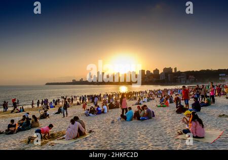 Girgaum Chowpatty Beach, Mumbai Indien Stockfoto